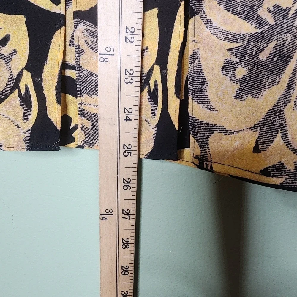 Who What Wear‎ Car Wash Skirt Yellow Black Floral Flowy Lined